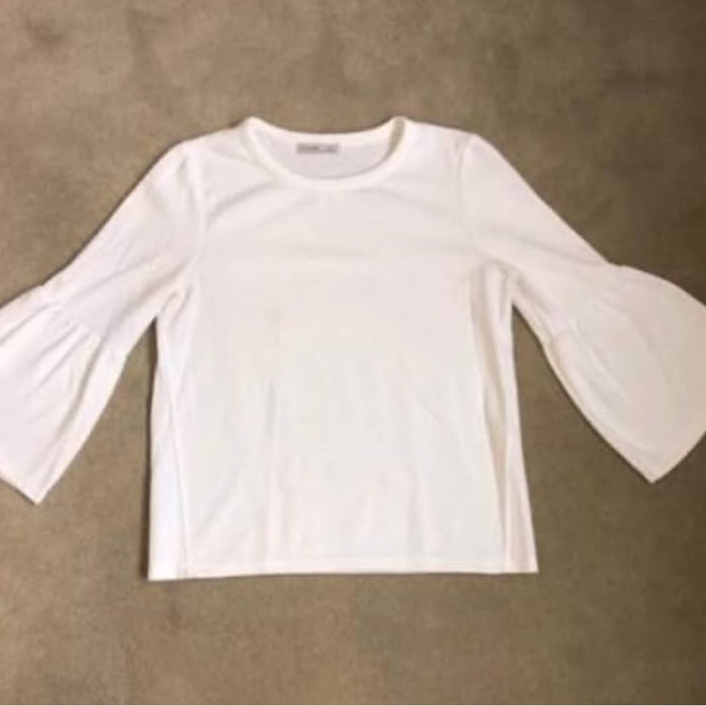 Zara White Bell Sleeve Blouse